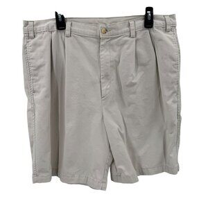 Berle Mens Pleated Front Khaki Shorts 38R 100% Cotton Made In Mexico